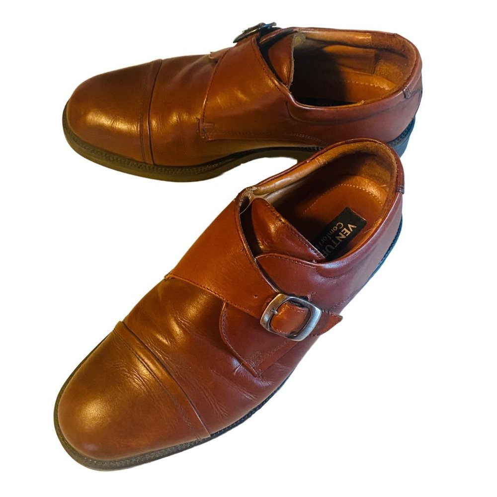 Venturini Comfort line brown loafers leather upper buckle closure size 10.5M